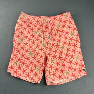 Johnnie-O Swim Trunks Men's M Pink Surf Shorts Seastar Drawstring Lined Golf